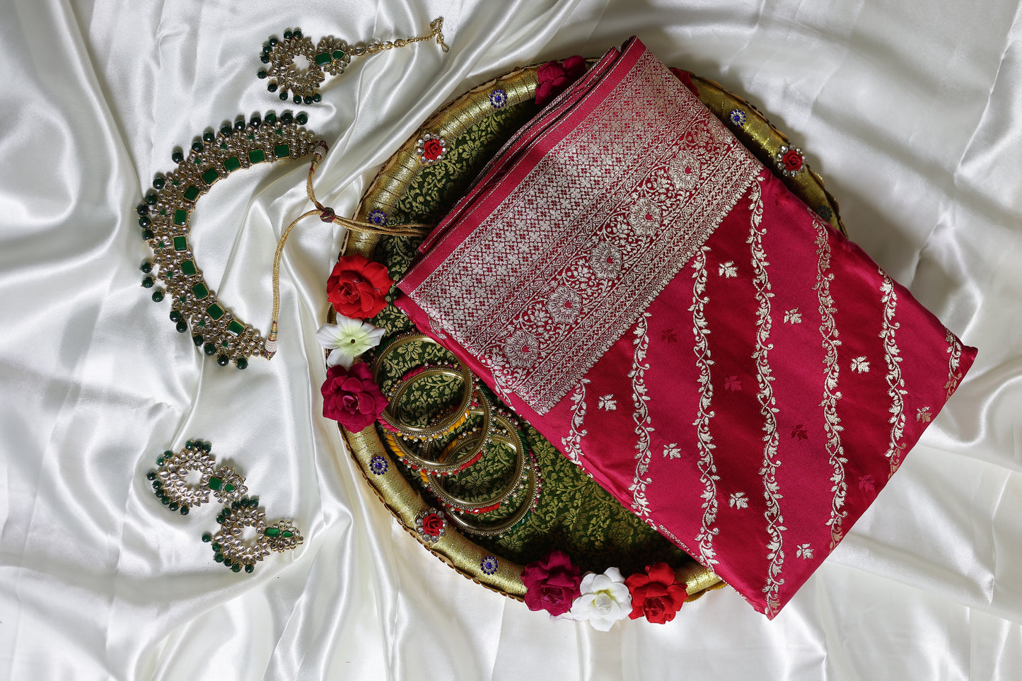 Pure Banarasi Mashru Silk Saree (Pink)