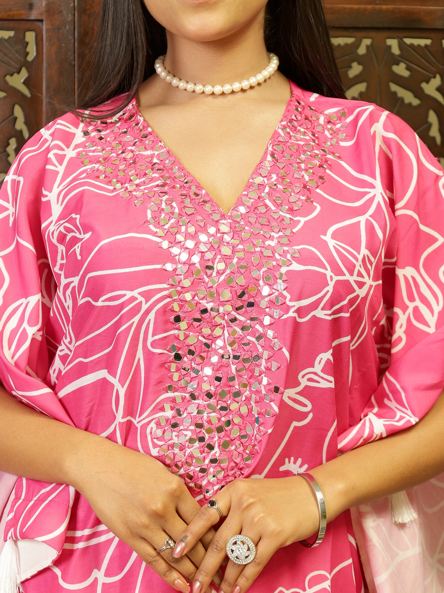 Pink Kaftan Kurta Set