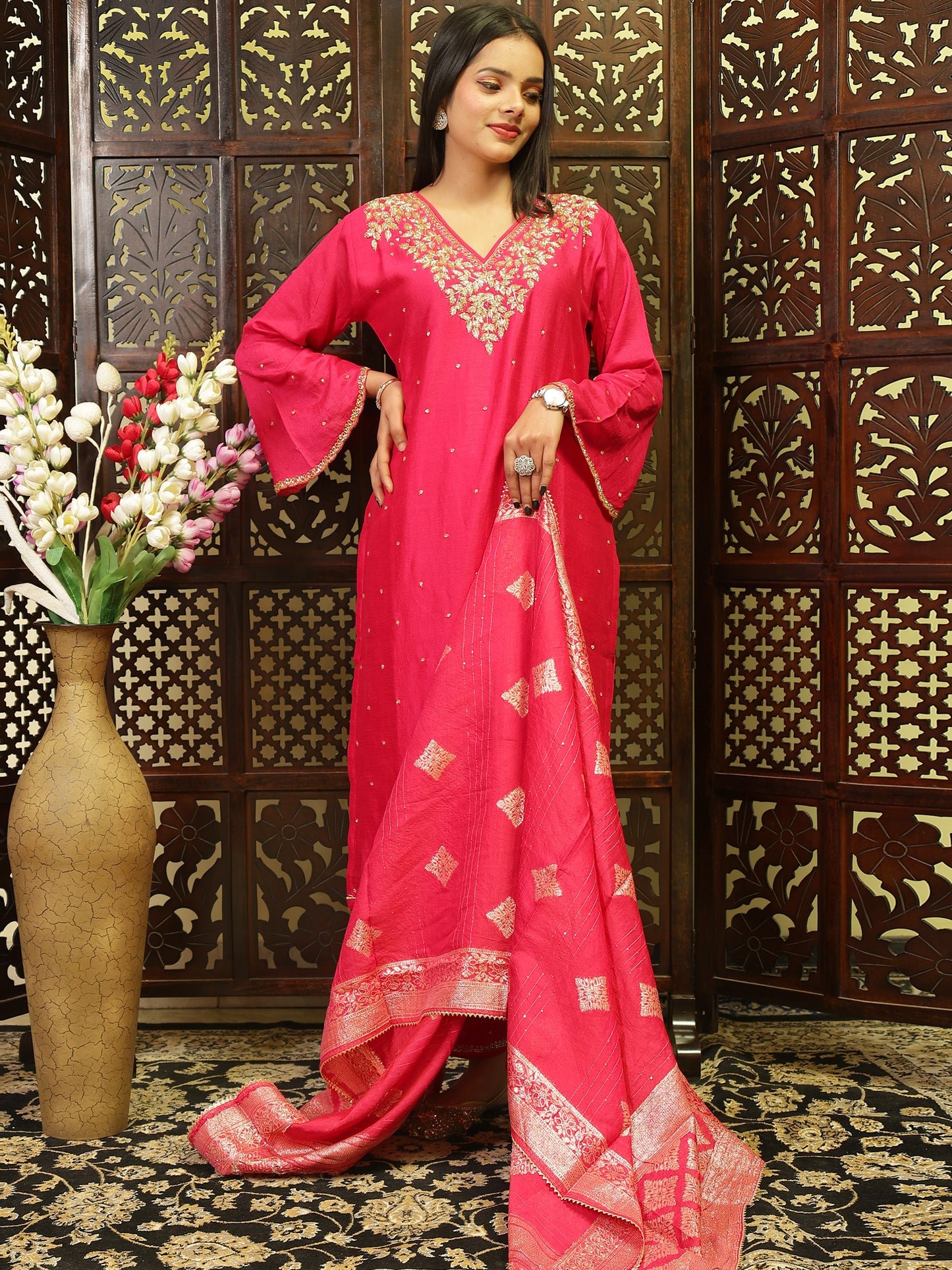 Pink Kurta Set For Women