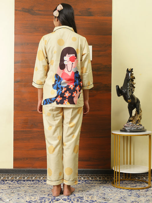 Lime Yellow Night Suit For Women