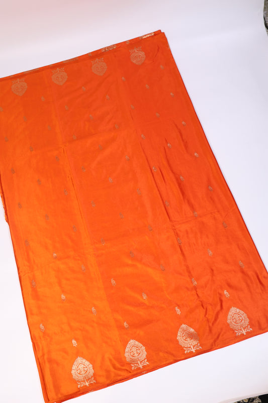Orange Satin Silk Saree 2