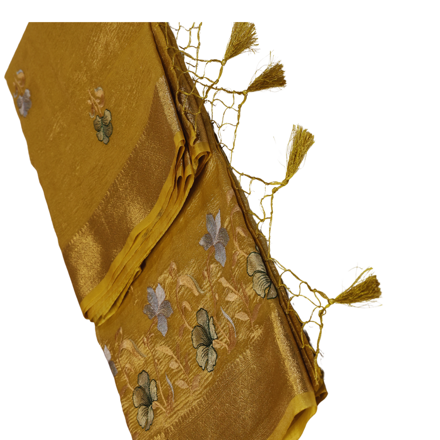 Premium Tissue Banarasi Silk Saree (Yellow Gold)