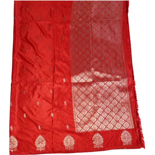 Red Satin Silk Saree 2