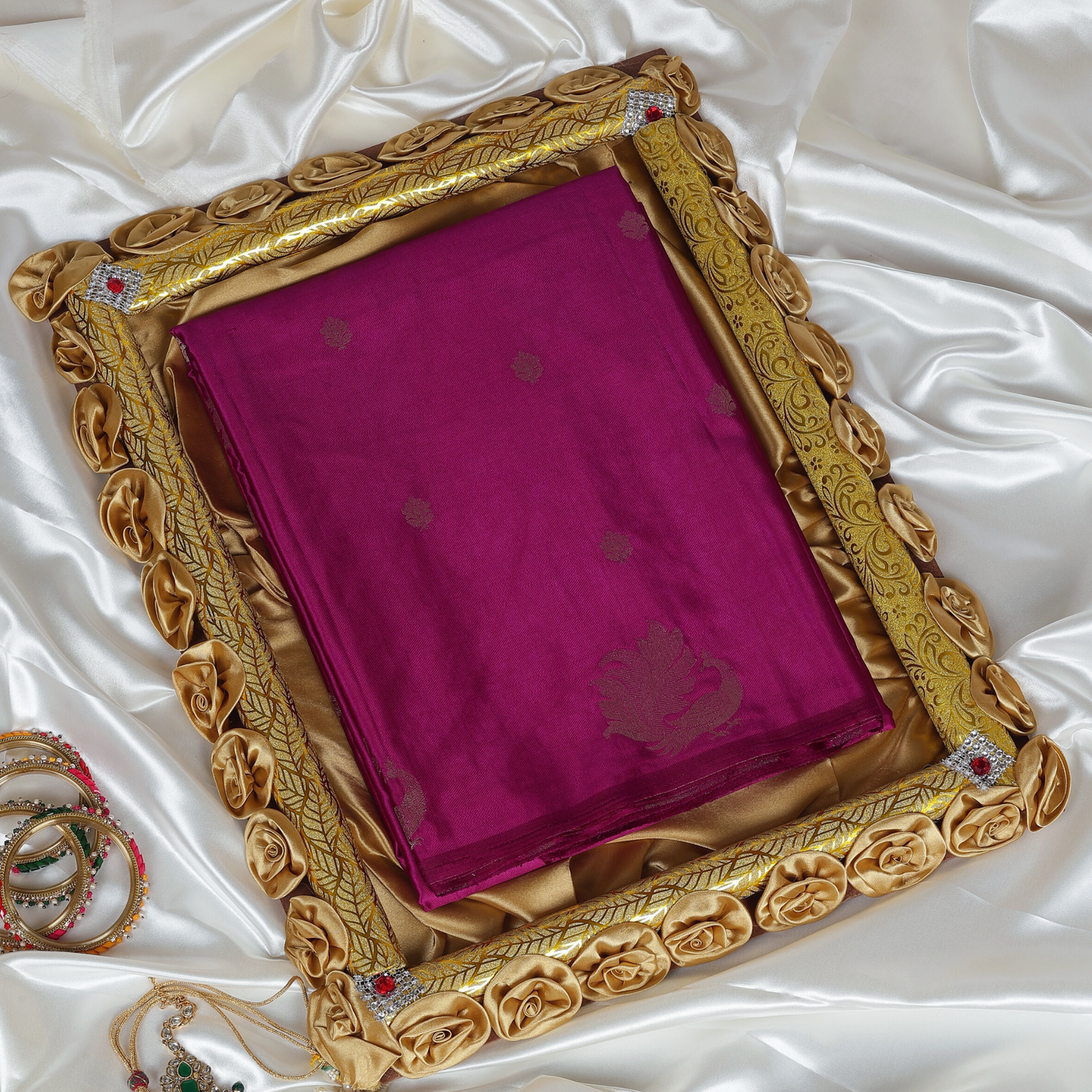 Purple Satin Silk Saree