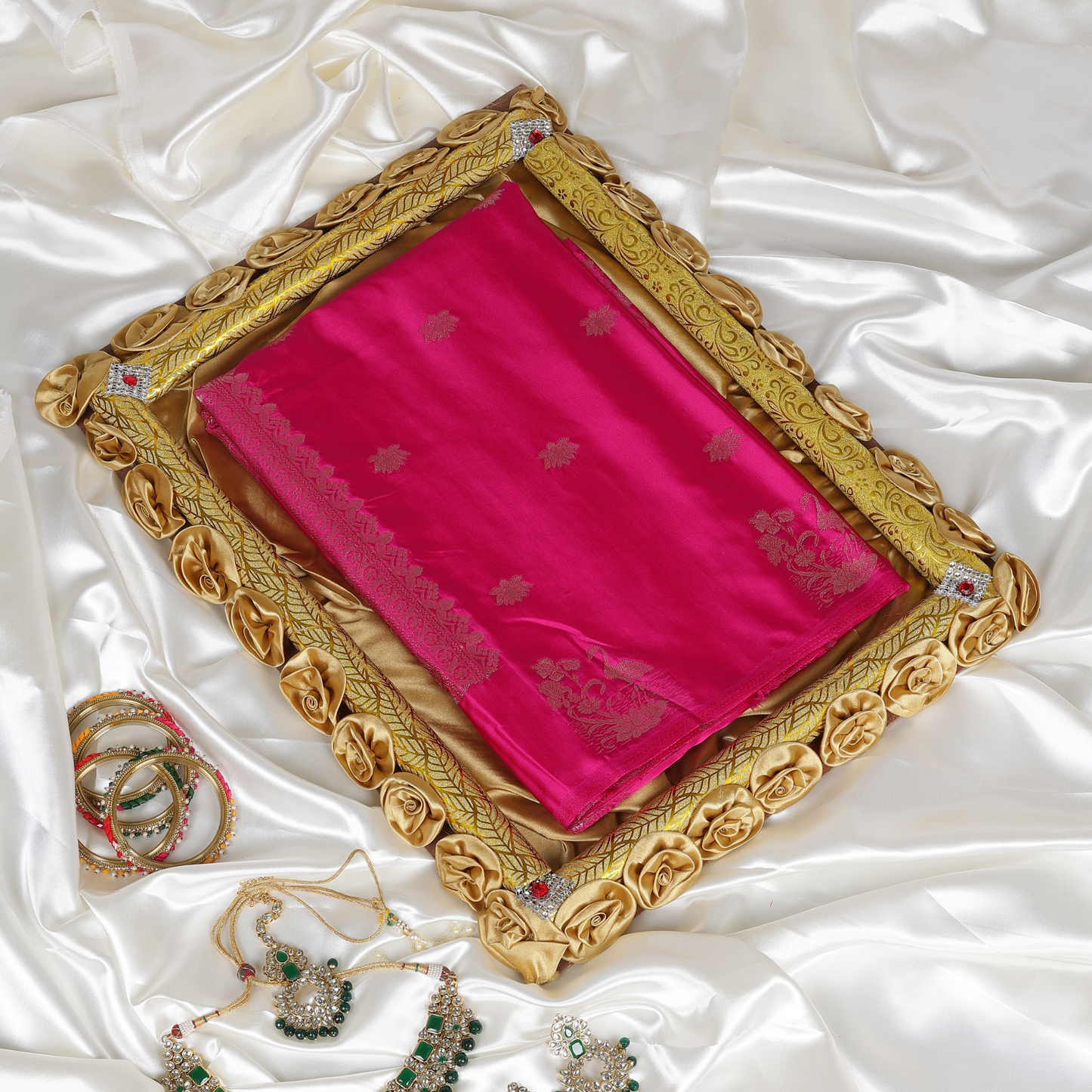 Magenta Satin Silk Saree