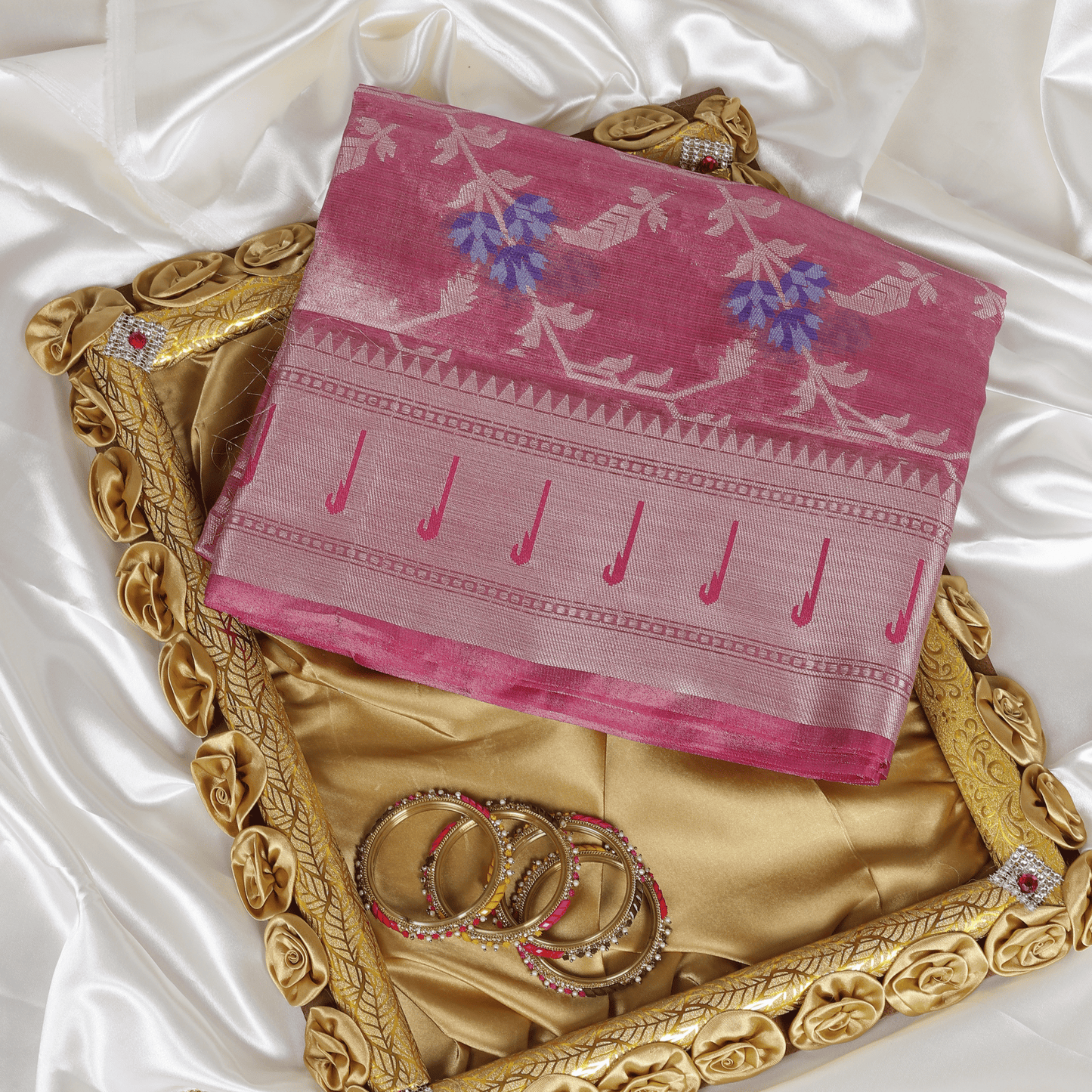 Pink Tissue Banarasi Silk Saree