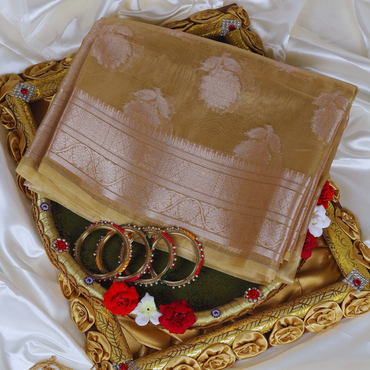 Tissue Banarasi Silk Saree (Golden)