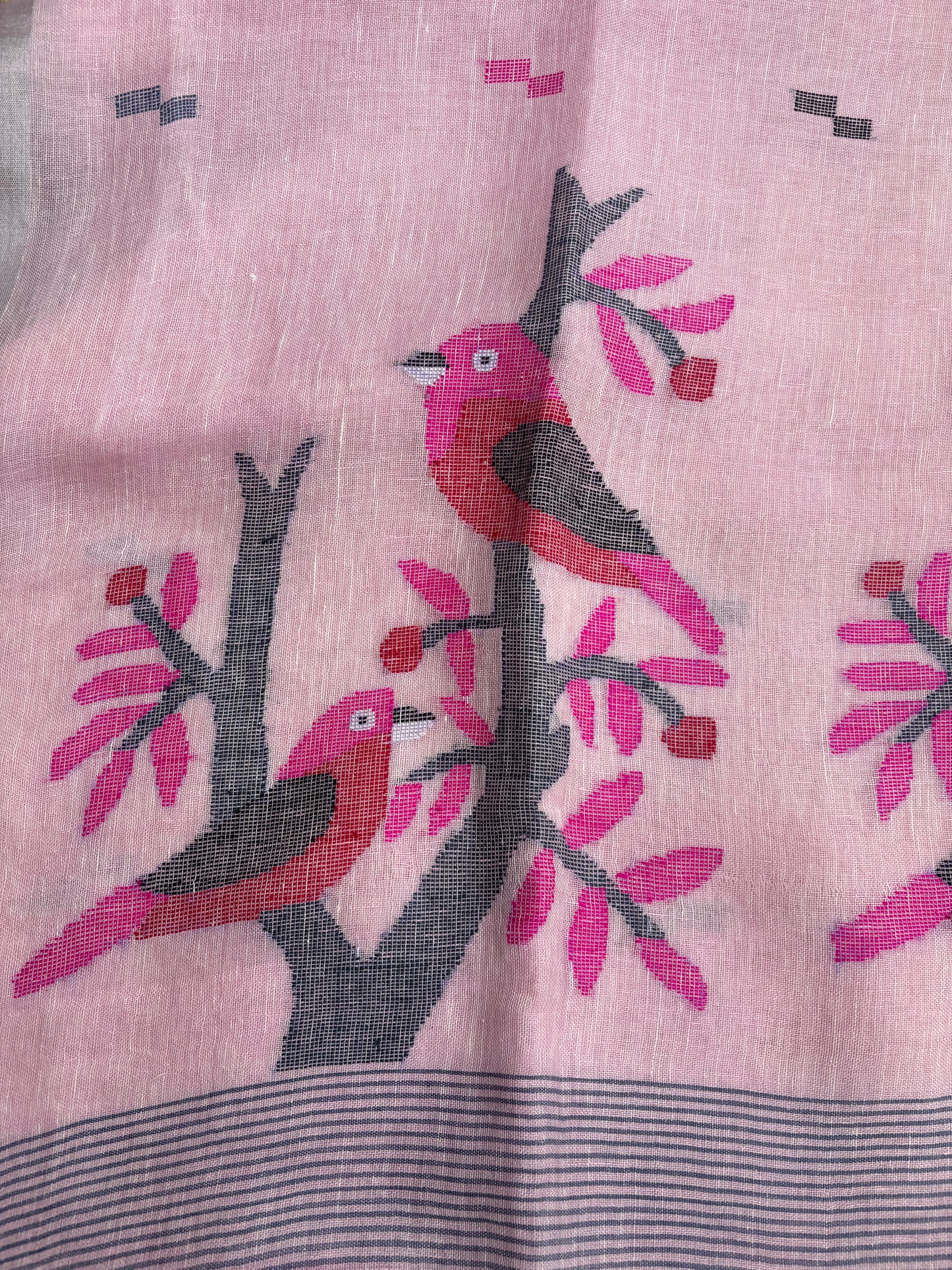 Pure Jayshree Linen Saree (Pink)