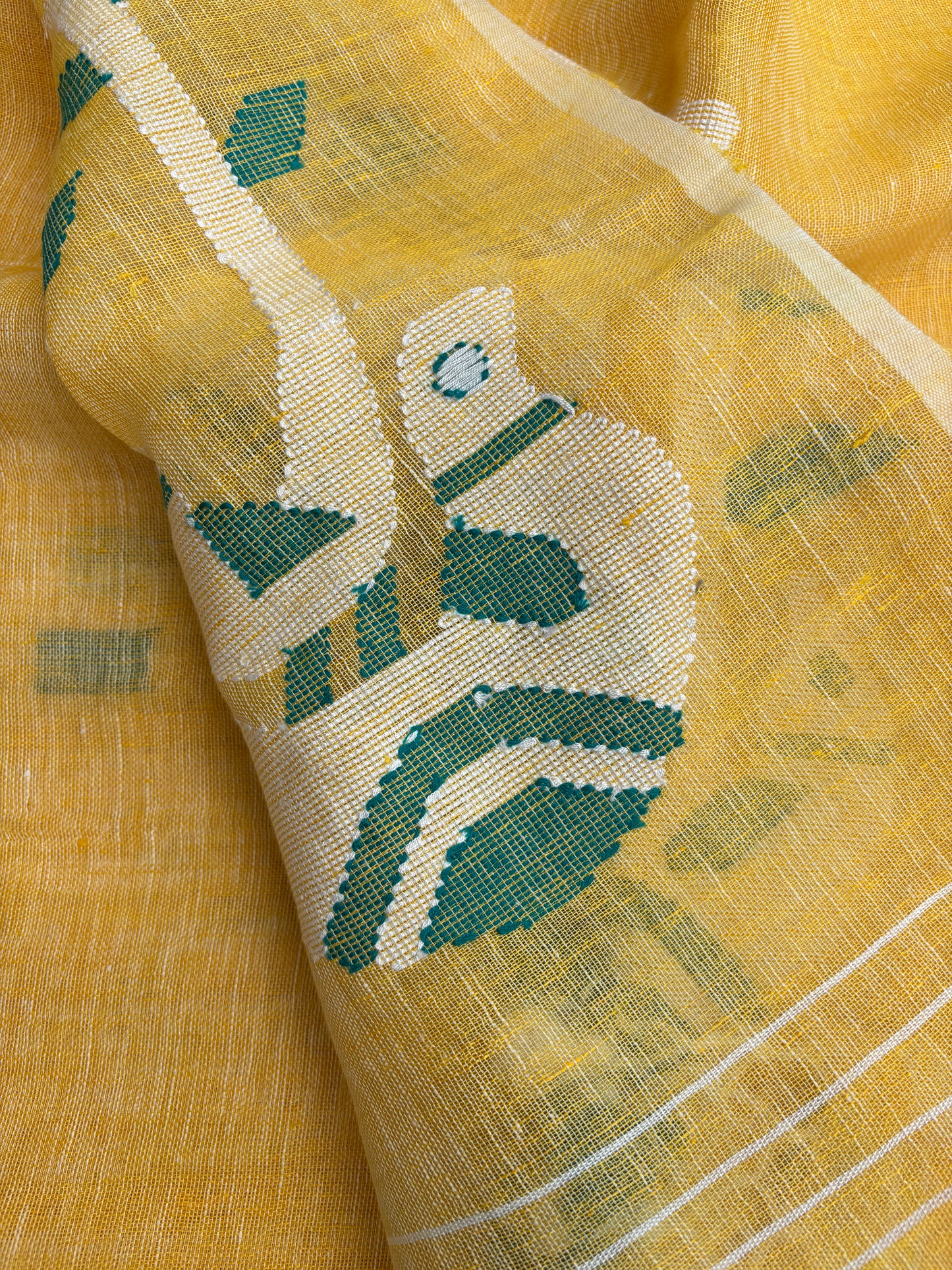 Pure Jayshree Linen Saree (Yellow)