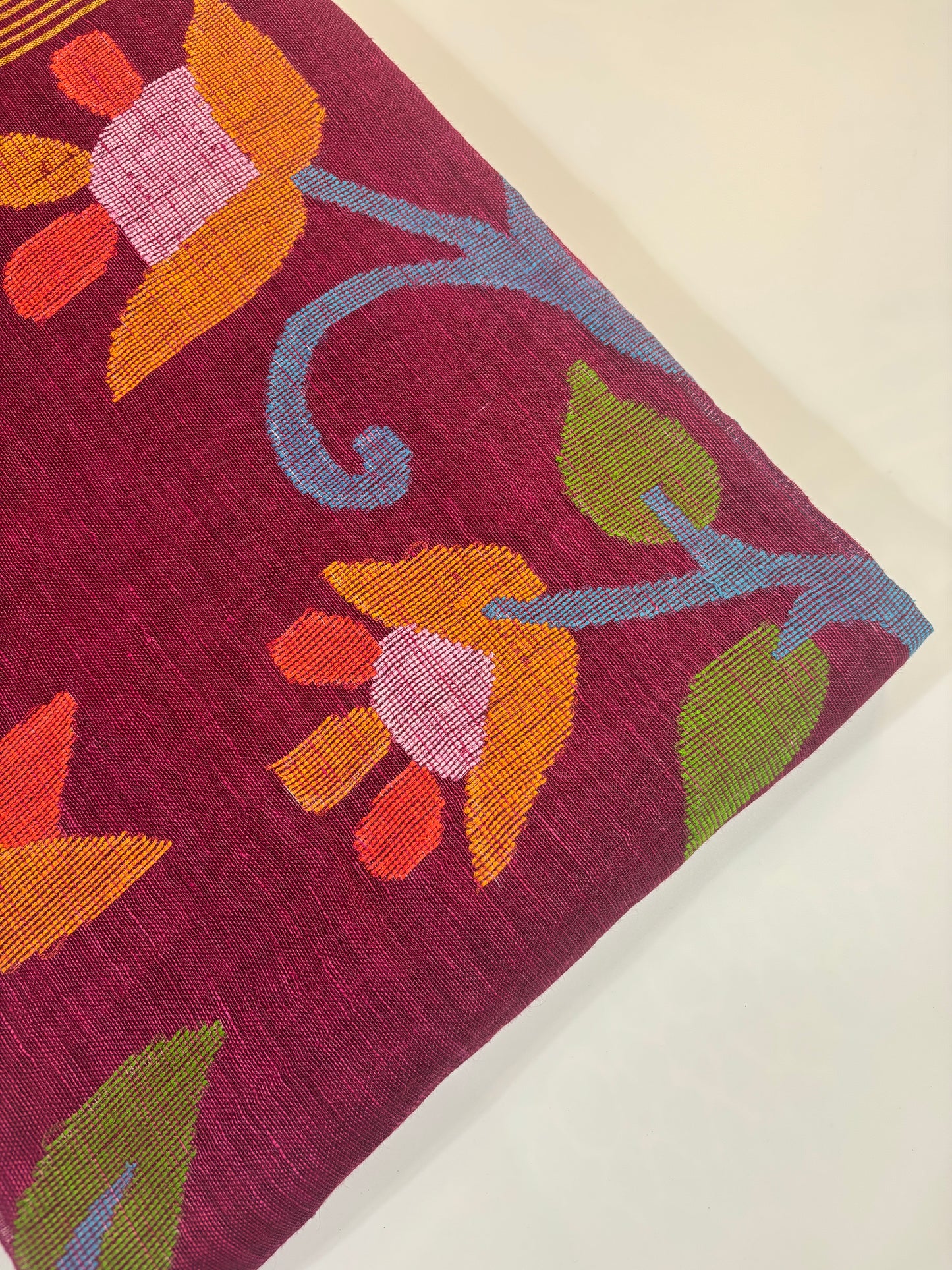 Pure Jayshree Linen Saree (Red)