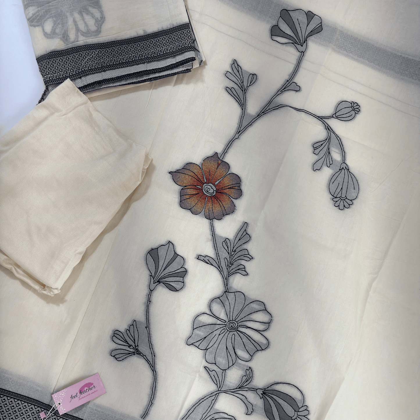Off White Pure Linen Unstitched Suit 2
