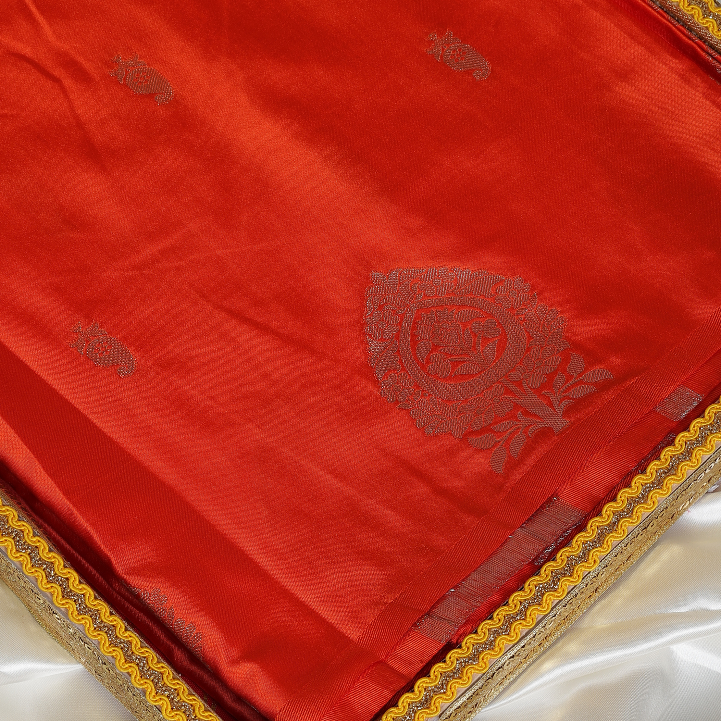 Orange Raw Mango Silk Saree