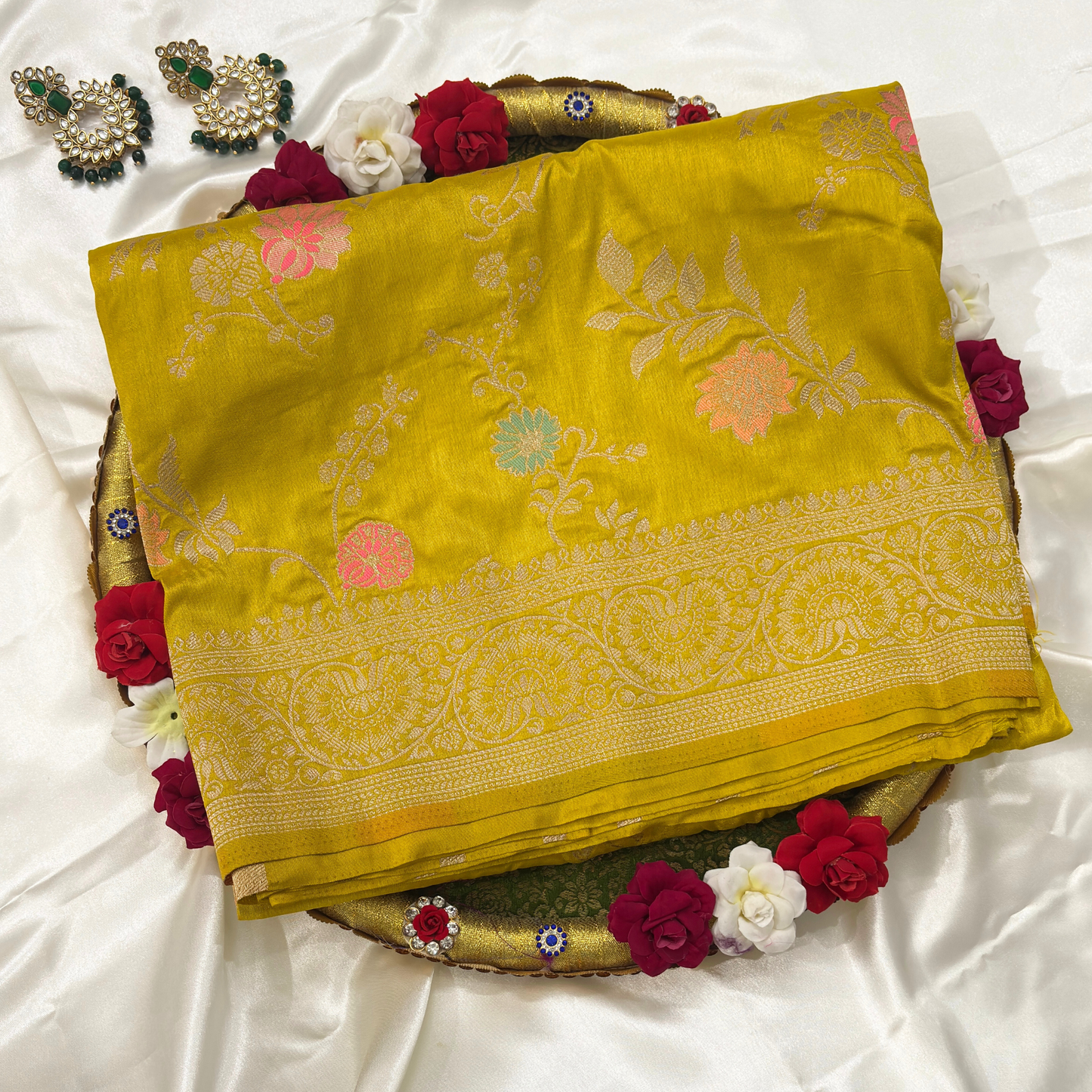 Premium Yellow Katan Silk Saree