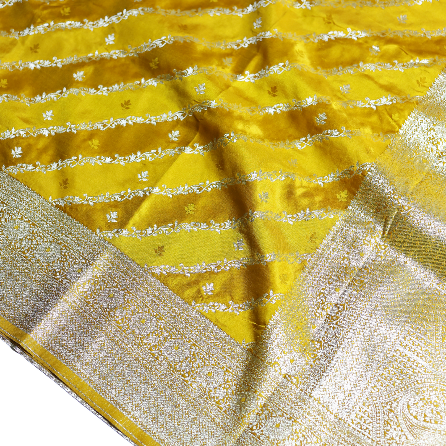 Pure Banarasi Mashru Silk Saree (Yellow)