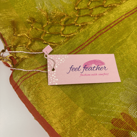 Tissue Linen Saree (Parrot Green)