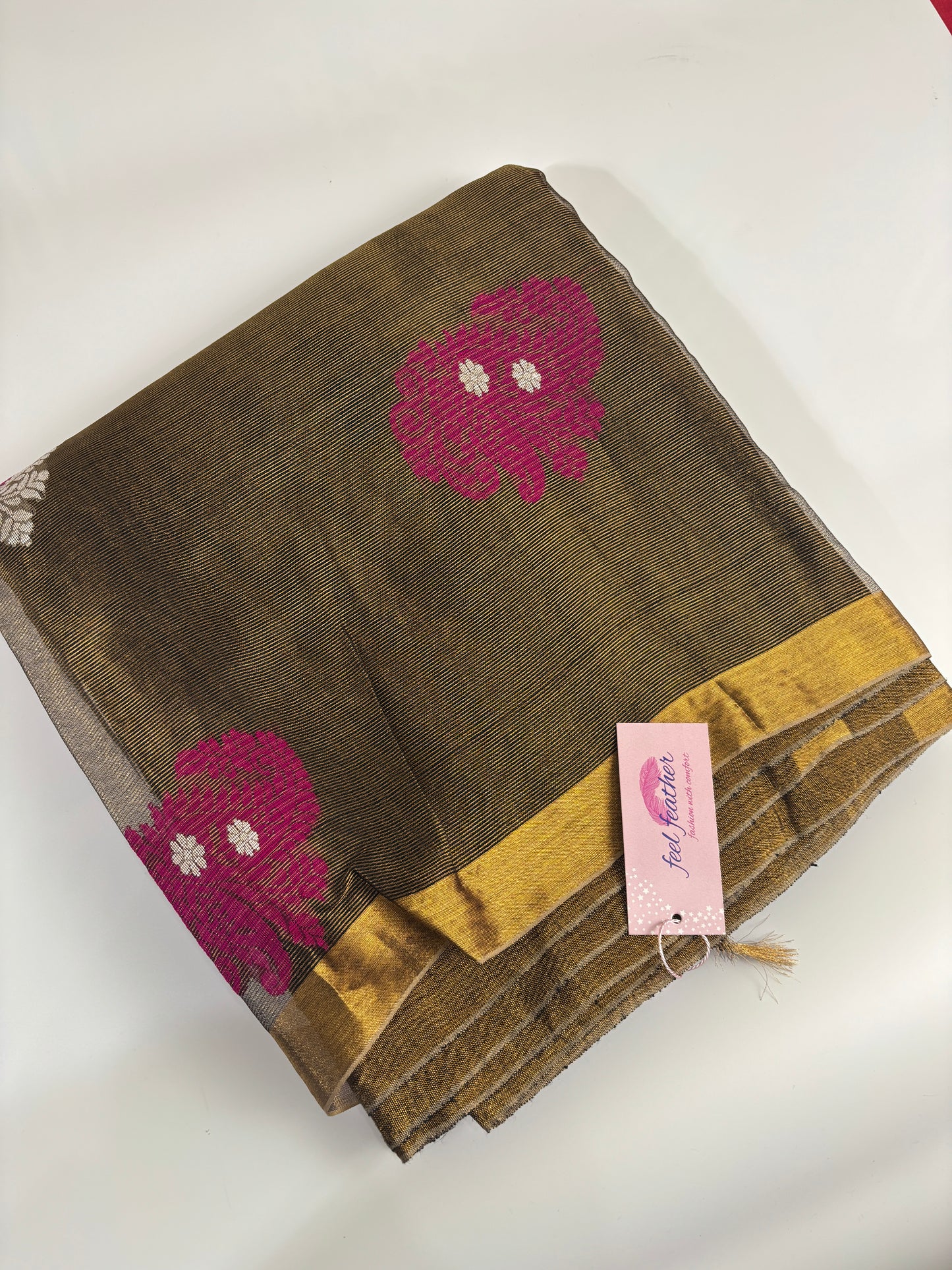 Tissue Linen Saree (Coffee Brown)