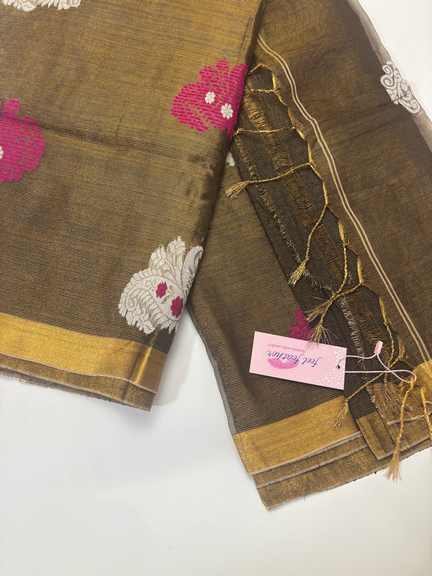Tissue Linen Saree (Coffee Brown)