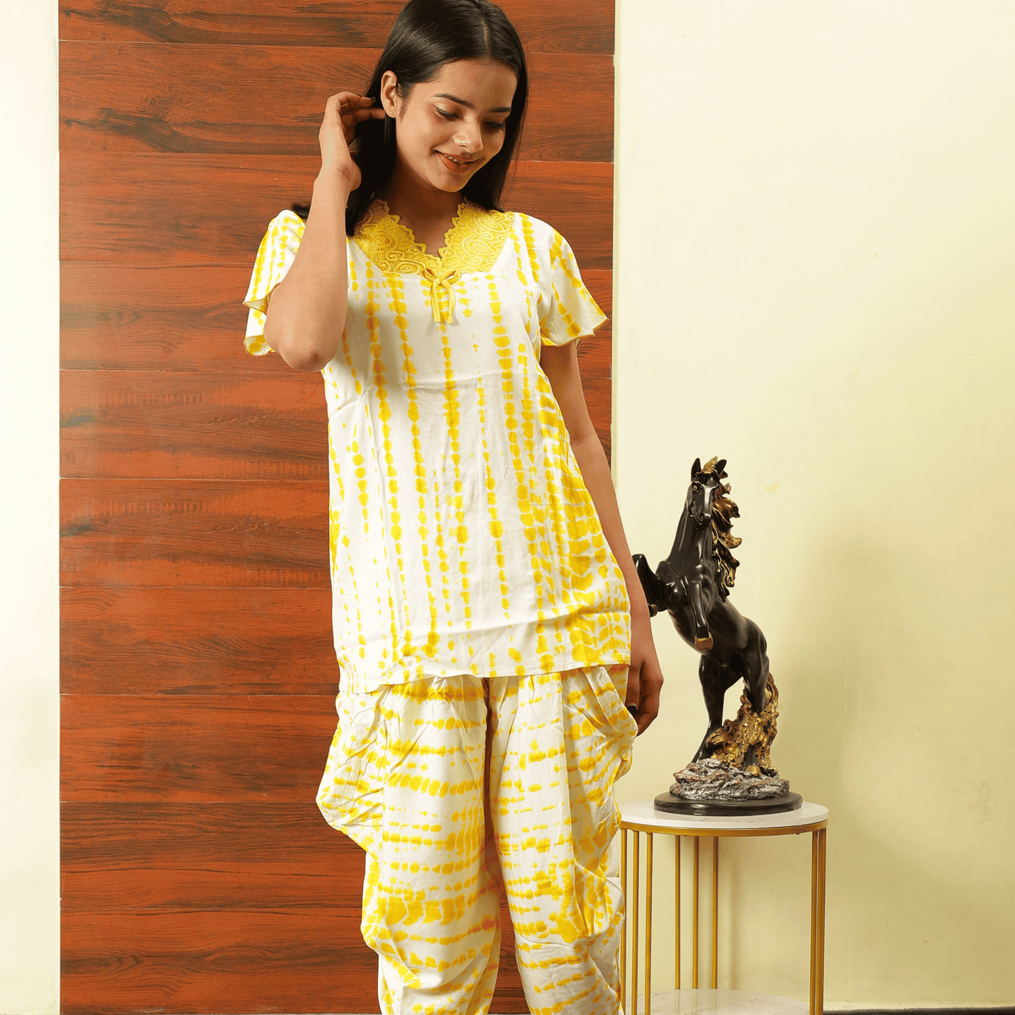 Yellow Tie & Die Night Suit