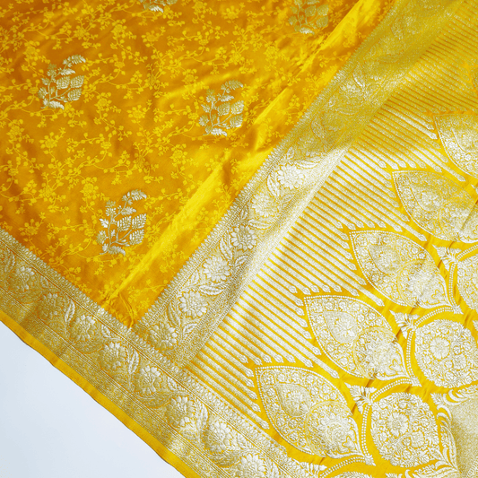 Yellow Banarasi Mashru Silk Saree