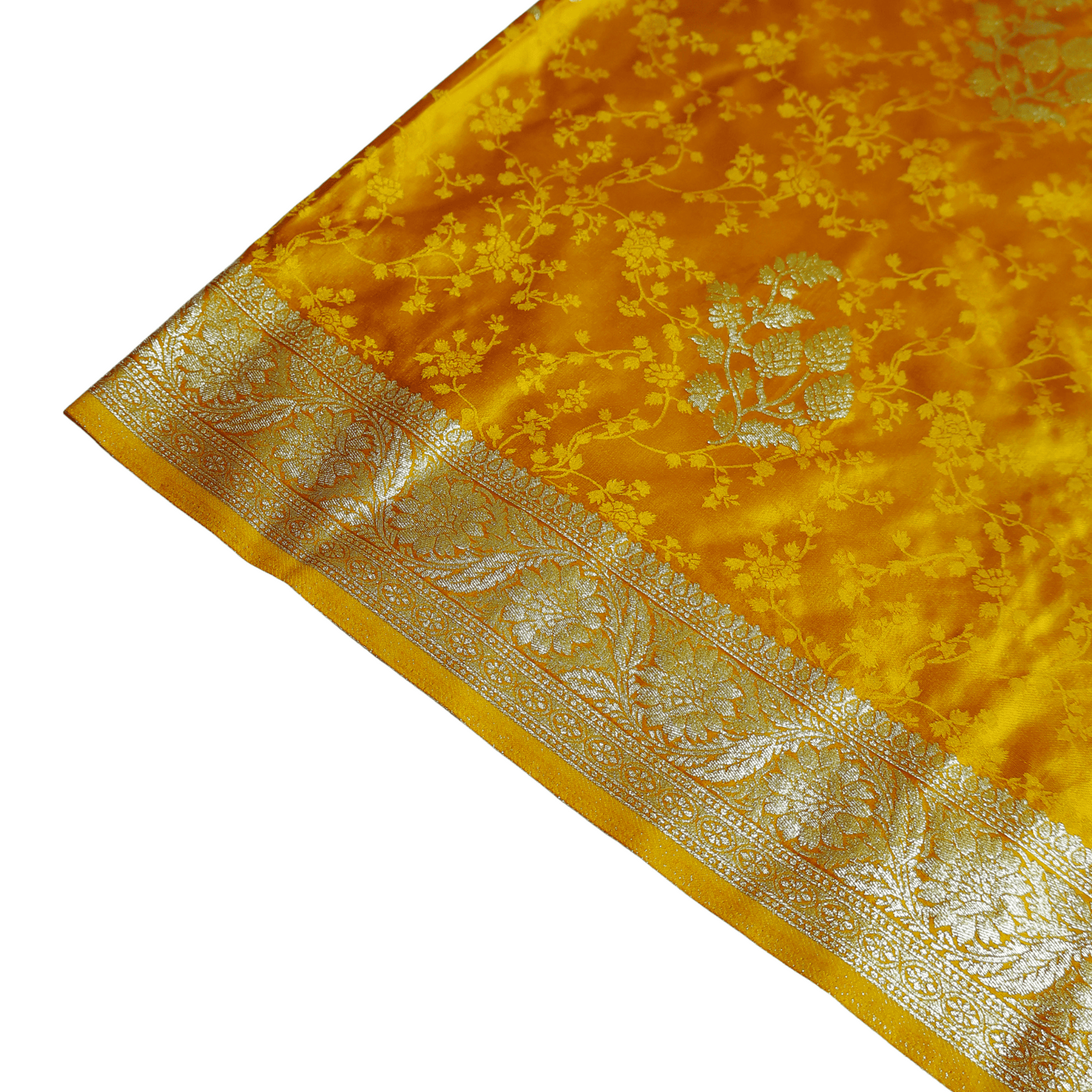 Yellow Banarasi Mashru Silk Saree