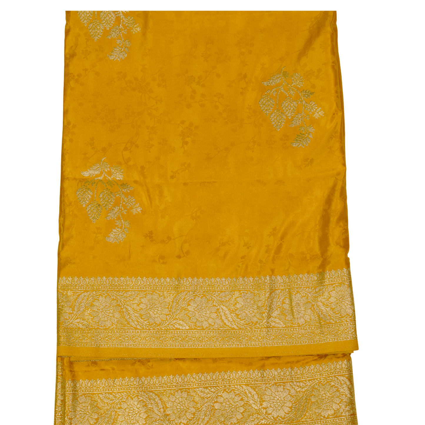 Yellow Banarasi Mashru Silk Saree