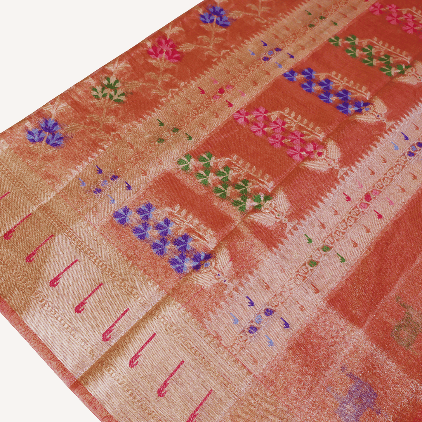 Rose Gold Tissue Banarasi Silk Saree