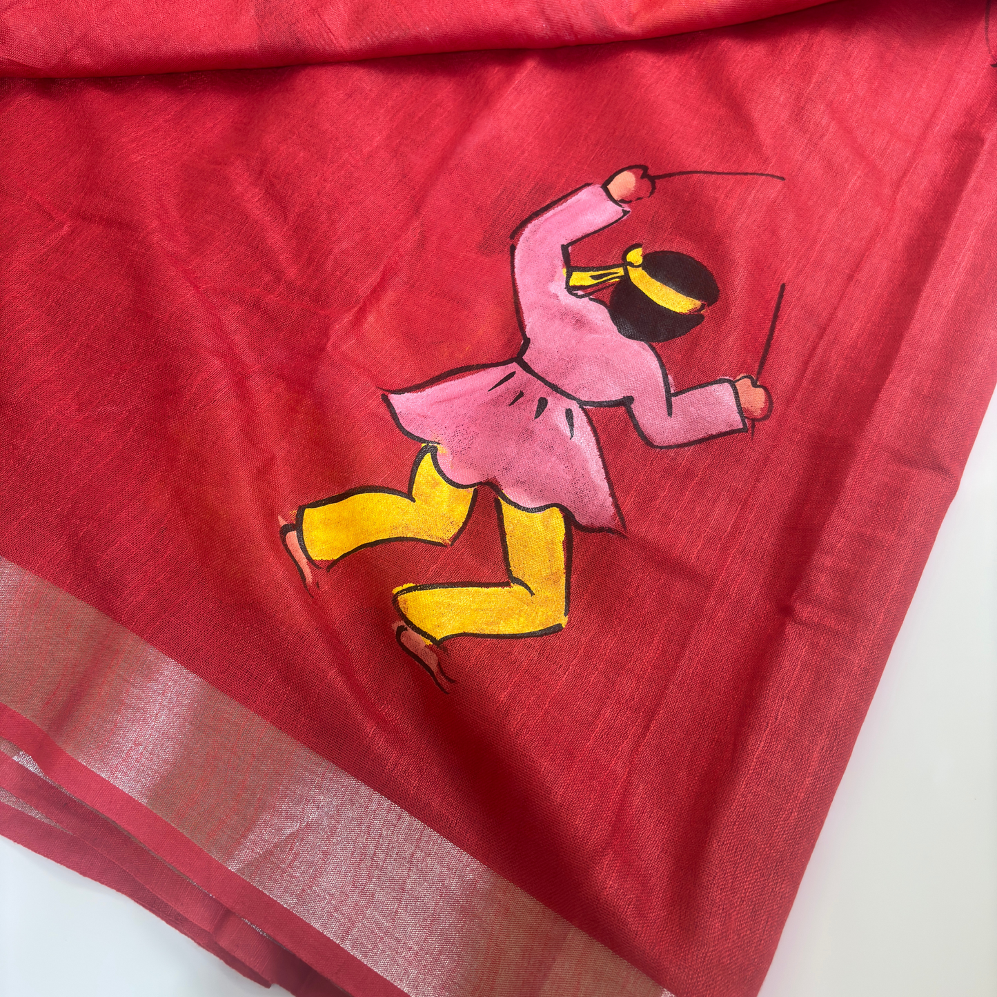 Hand-Painting Saree (Red)