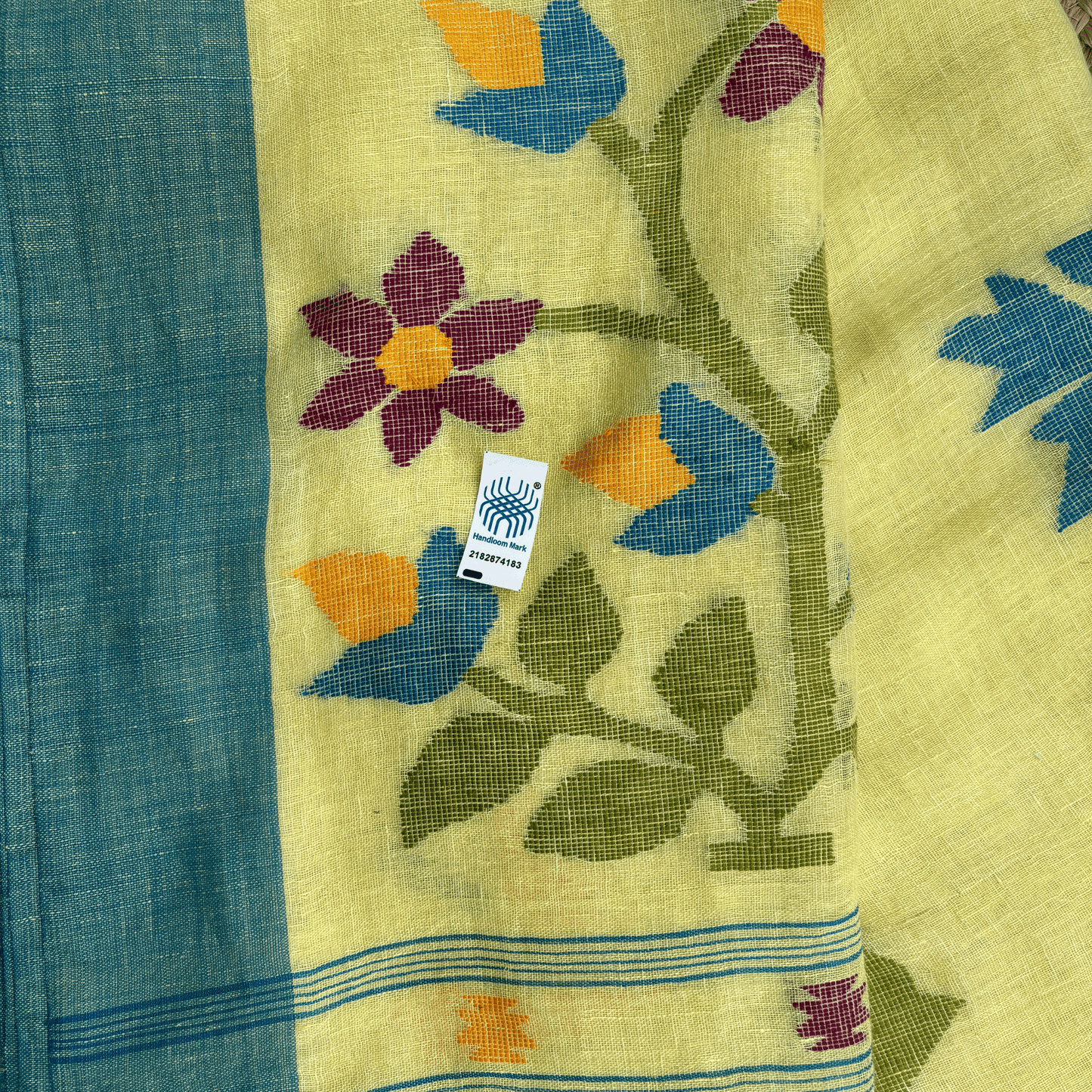 Pure Jayshree Linen Saree (Lime Yellow)