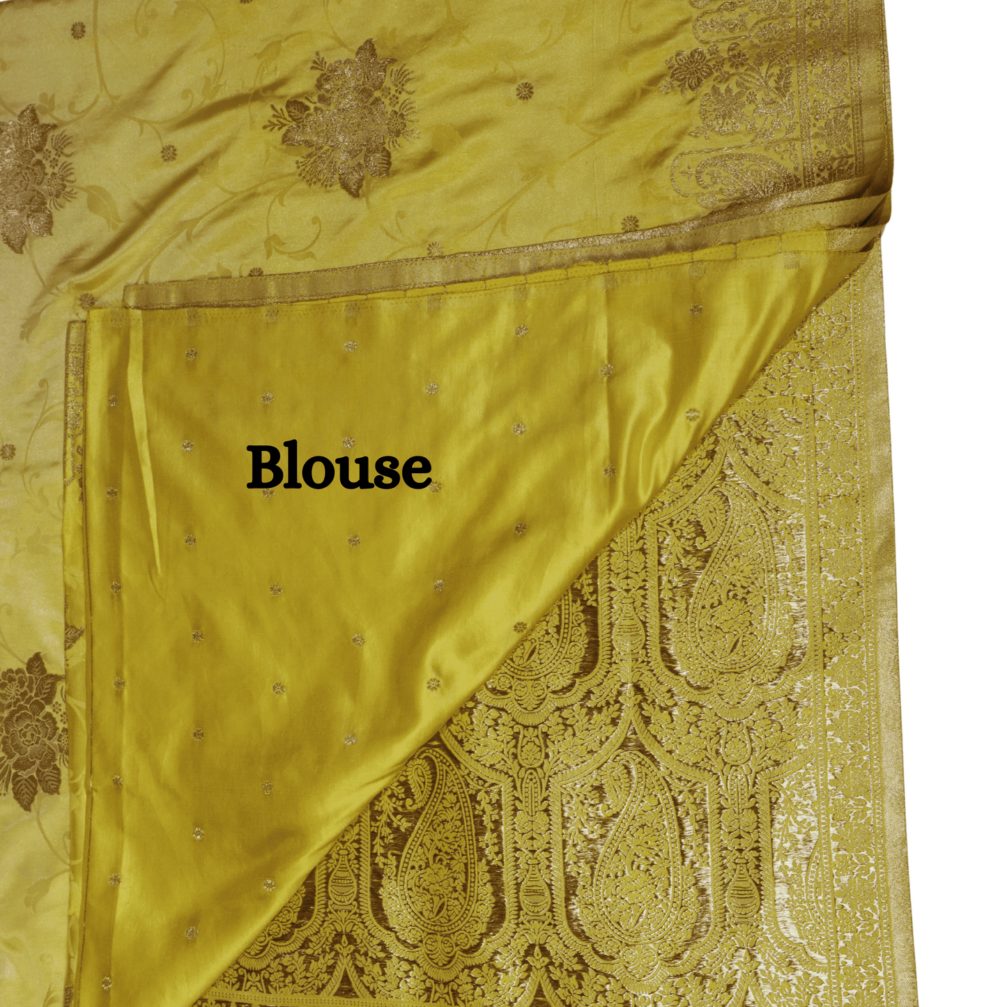 Premium Banarasi Mashru Silk Saree (Lime Yellow)