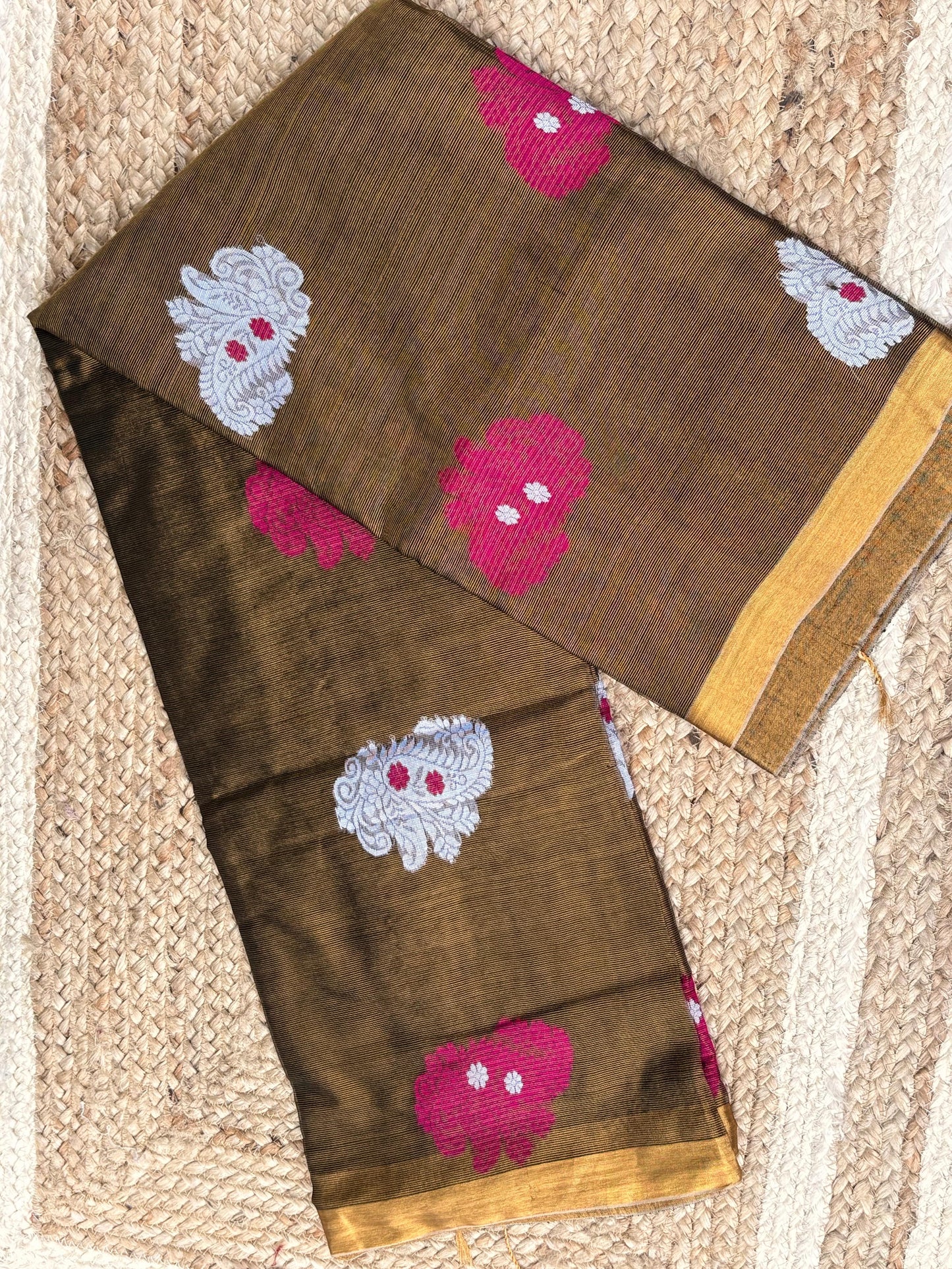 Tissue Linen Saree (Coffee Brown)