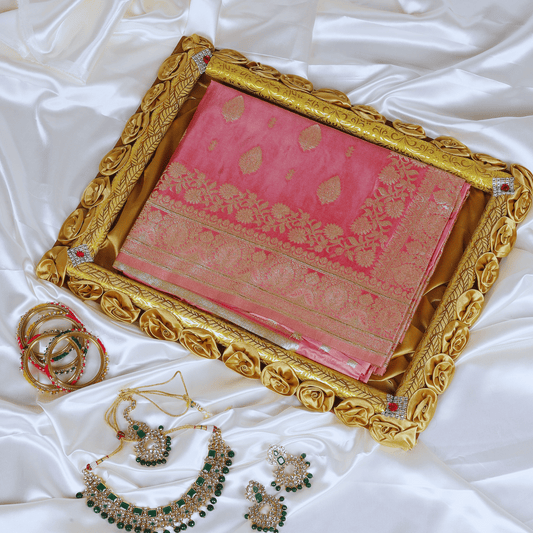 Premium Banarasi Silk Saree (Pink)