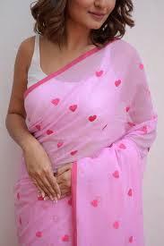 Pure 120 Count Mul Cotton Saree (Pink)
