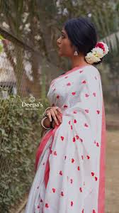 Pure 120 Count Mul Cotton Saree (White & Red)