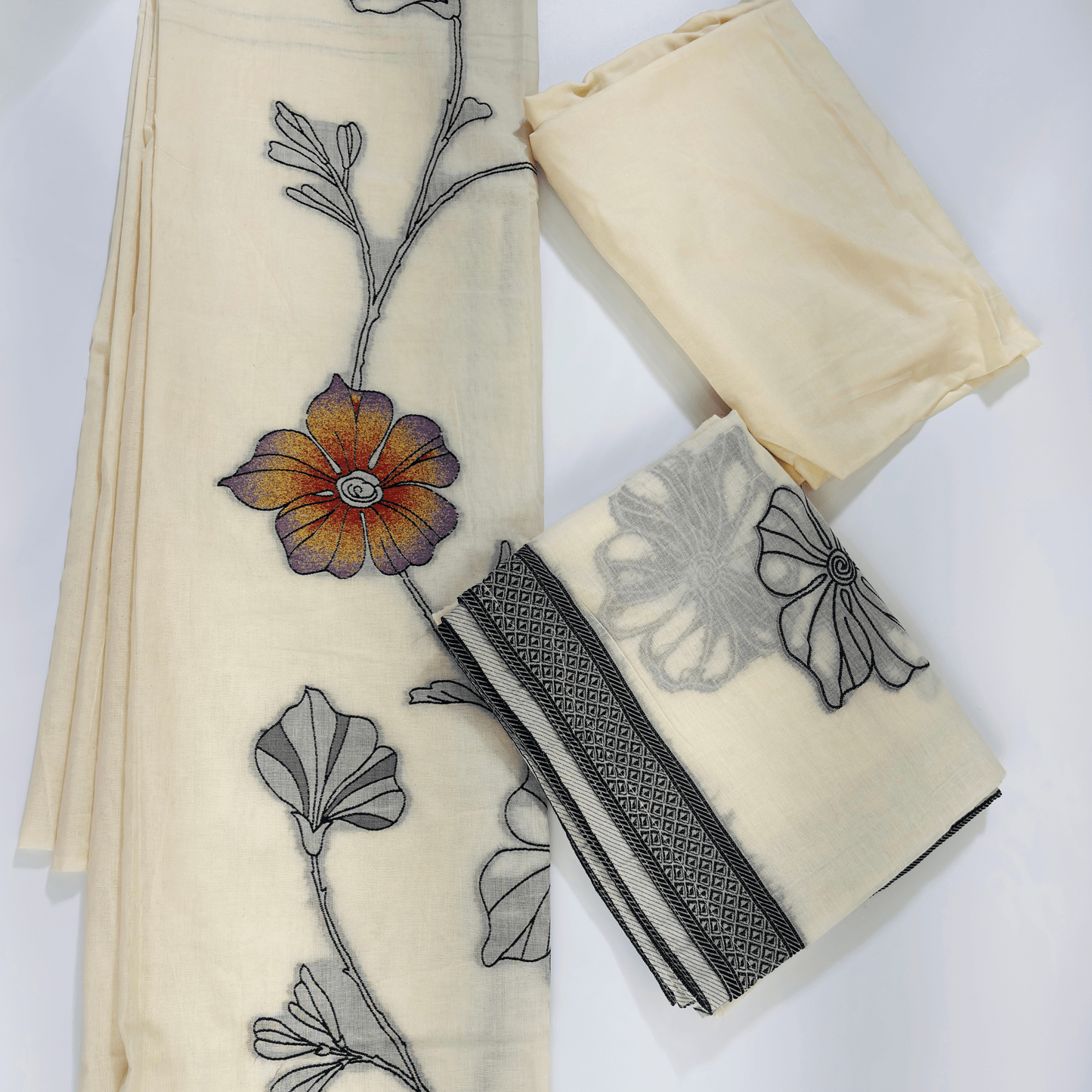 Off White Pure Linen Unstitched Suit 2
