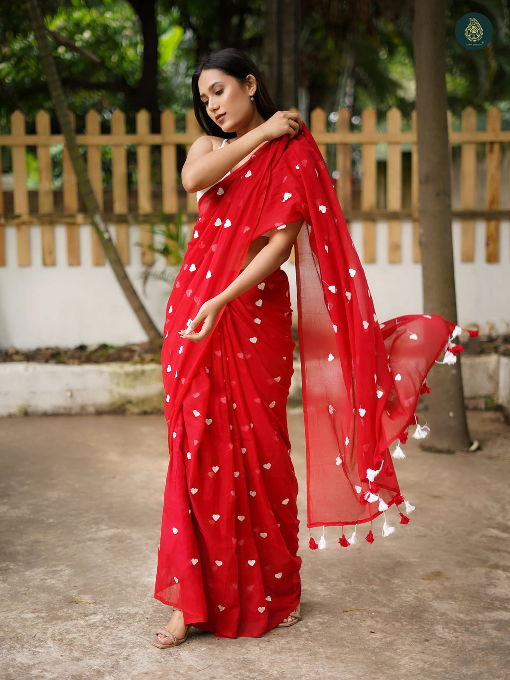 Pure 120 Count Mul Cotton Saree (Red)