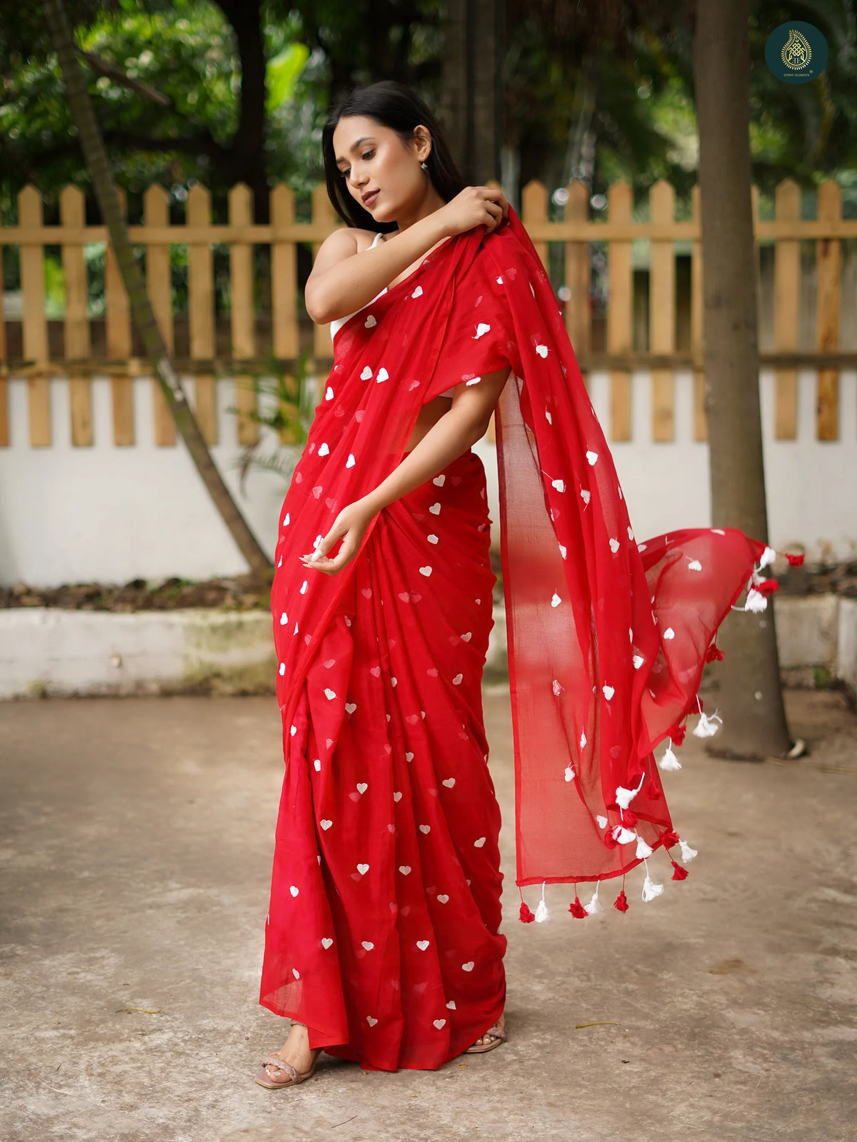 Pure 120 Count Mul Cotton Saree (Red)