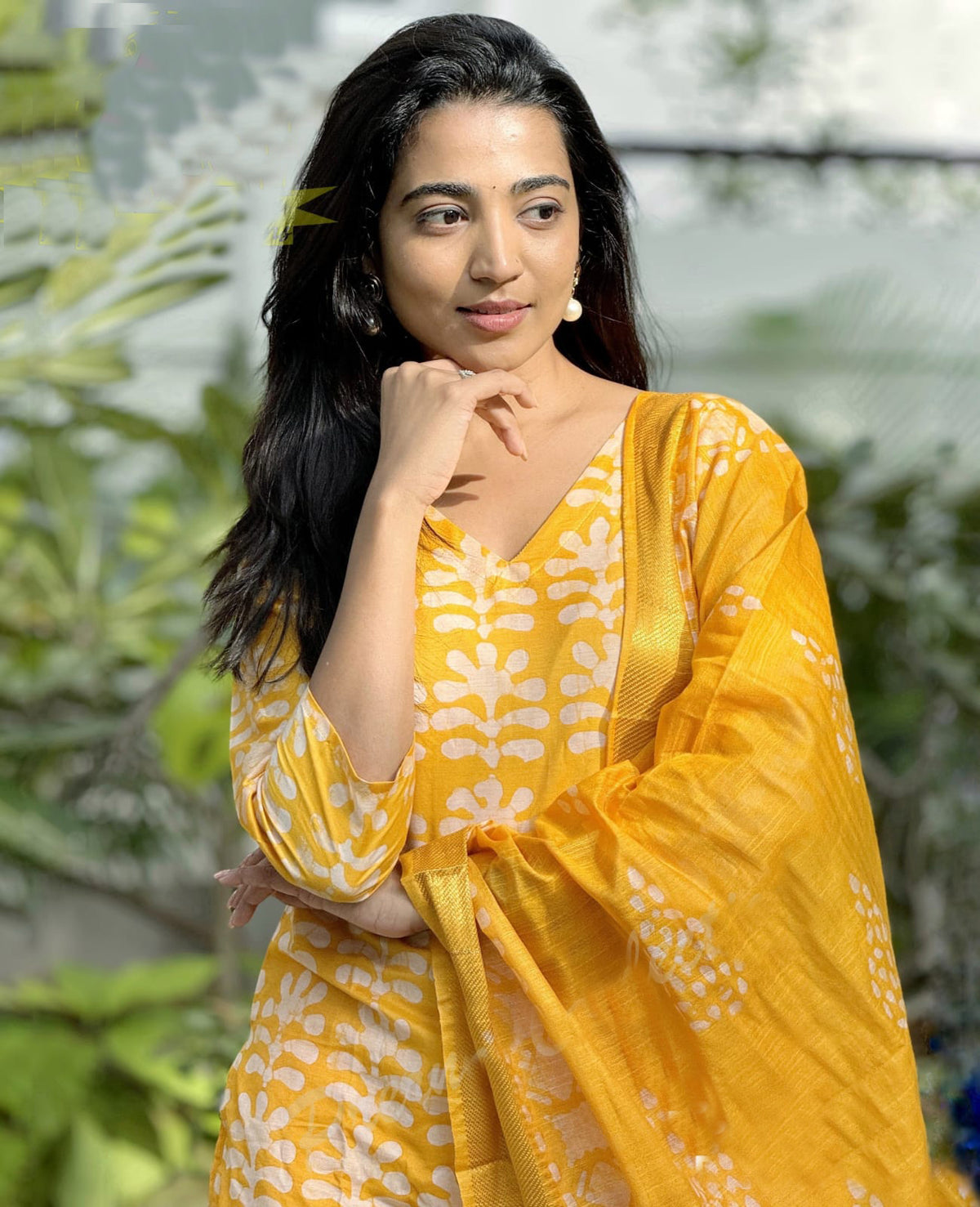 Yellow Jaipuri Cotton Kurta Pant Set