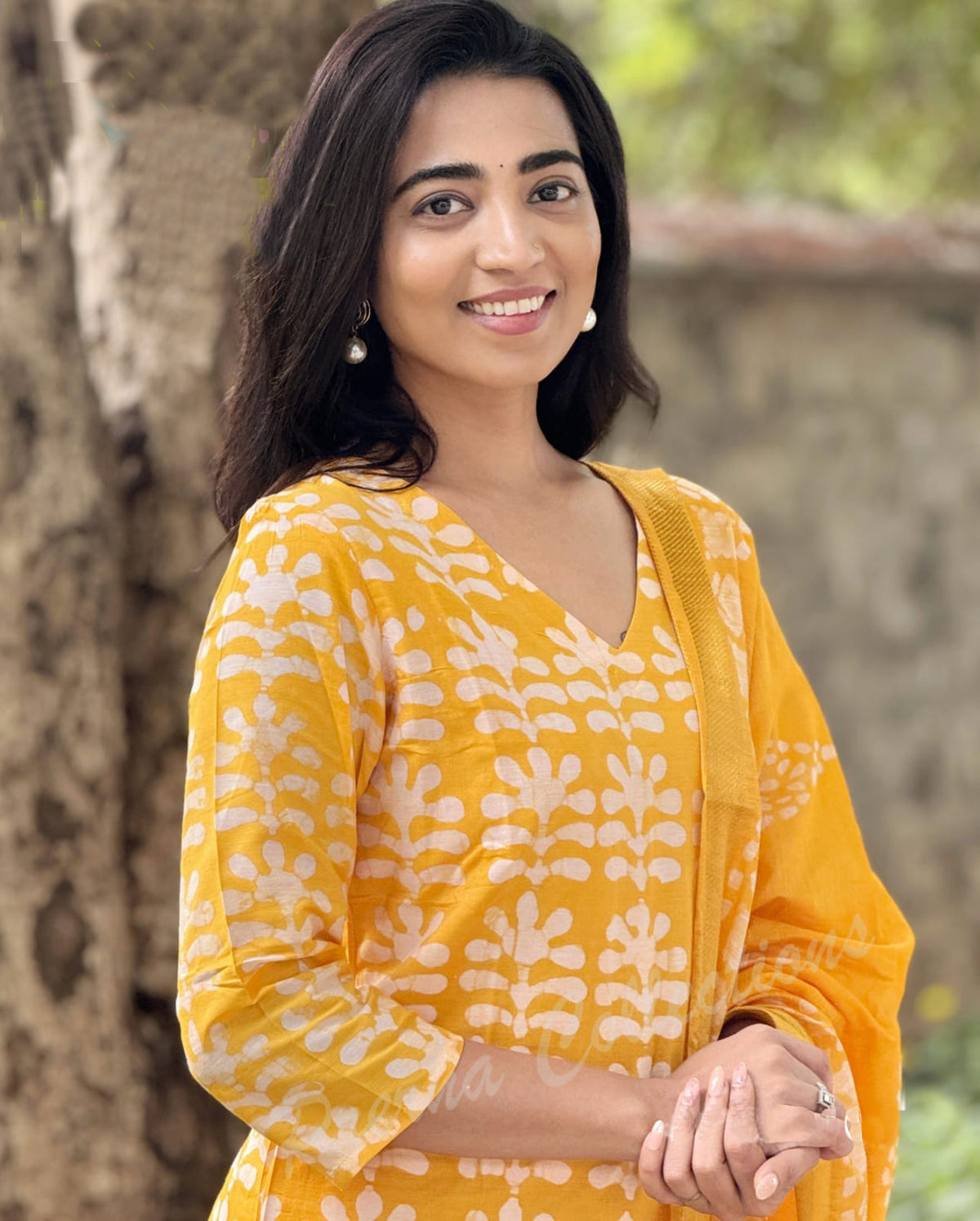 Yellow Jaipuri Cotton Kurta Pant Set