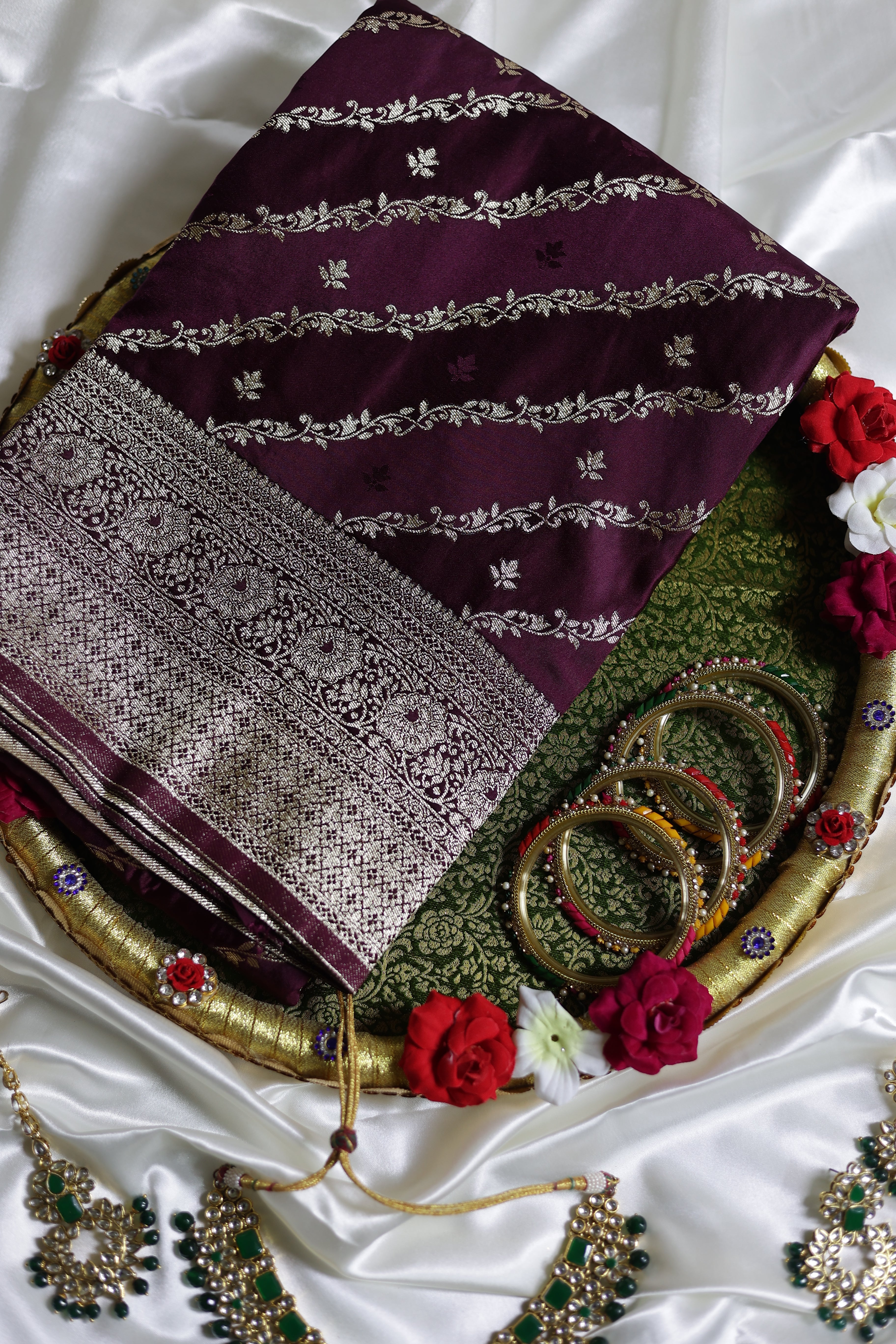 Pure Banarasi Mashru Silk Saree (Maroon)