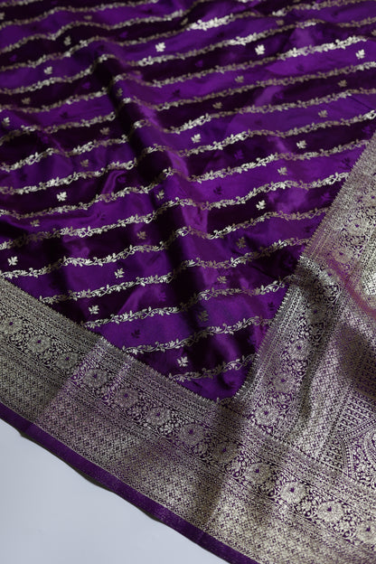 Pure Banarasi Mashru Silk Saree (Purple)
