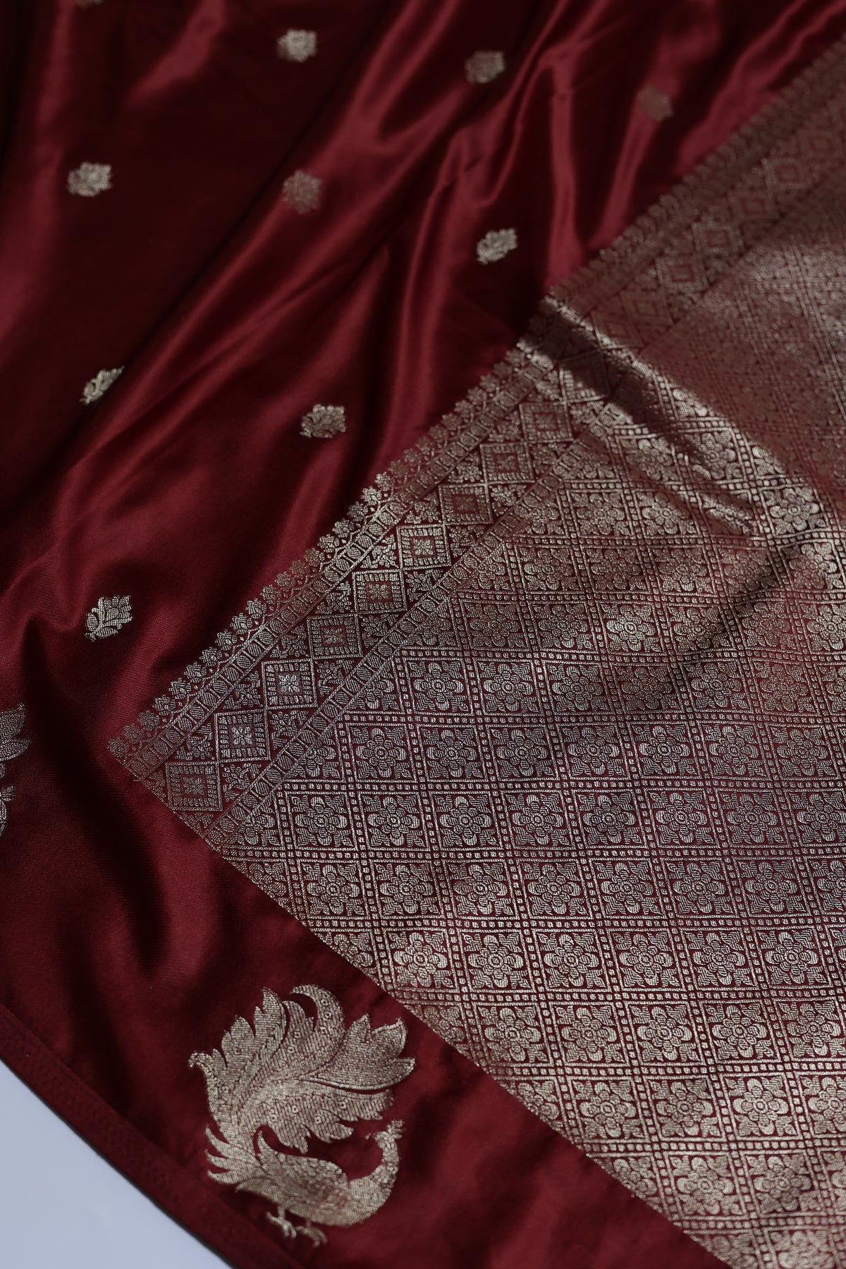 Maroon Satin Silk Saree