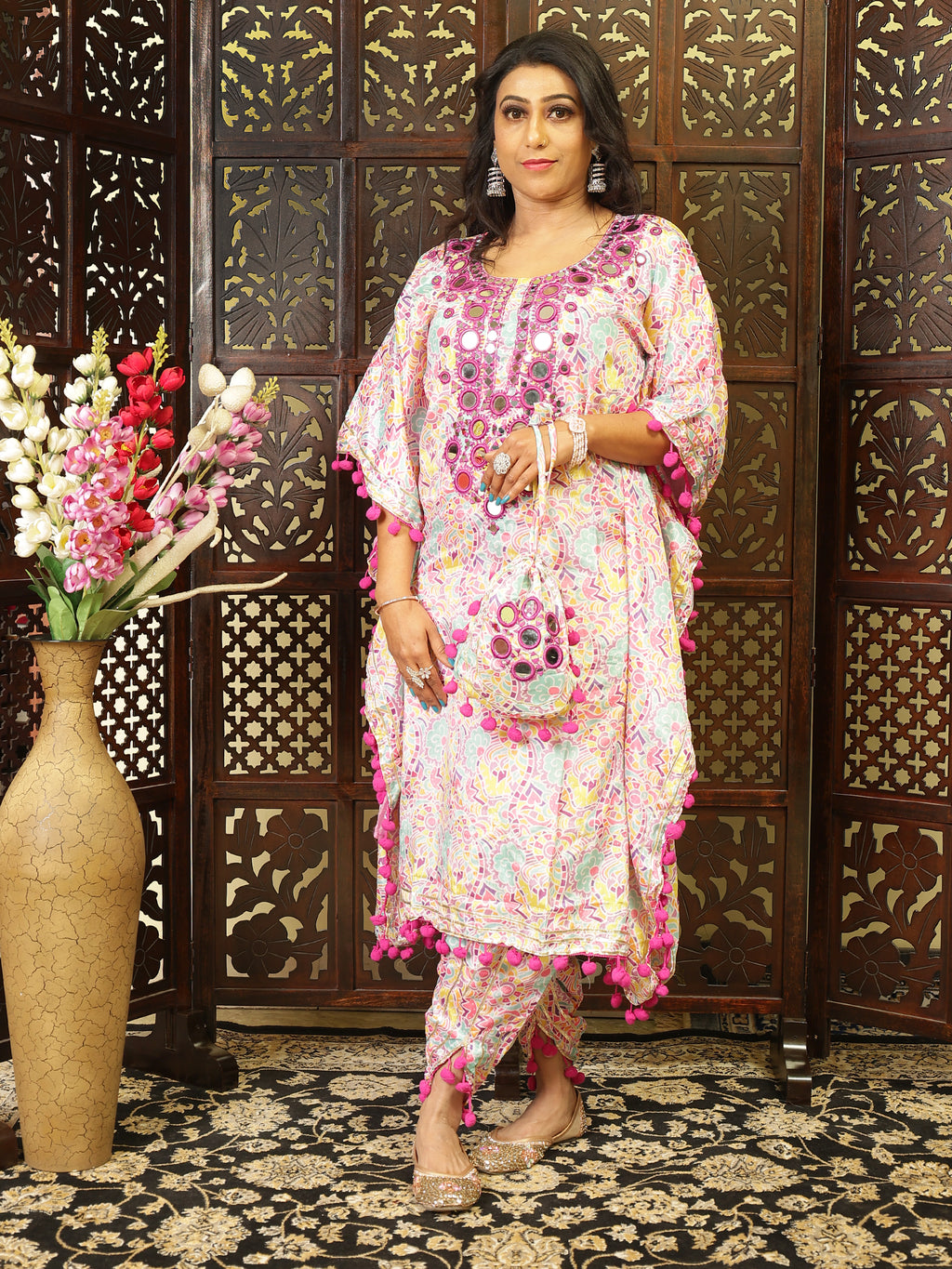 Multicolor Kaftan Kurta Set
