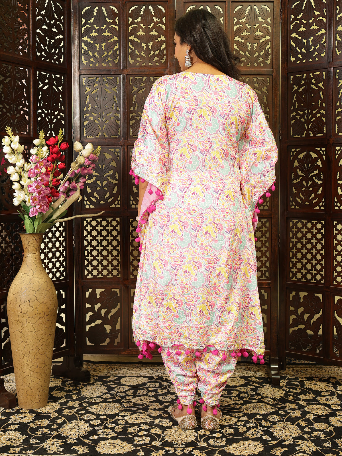 Multicolor Kaftan Kurta Set