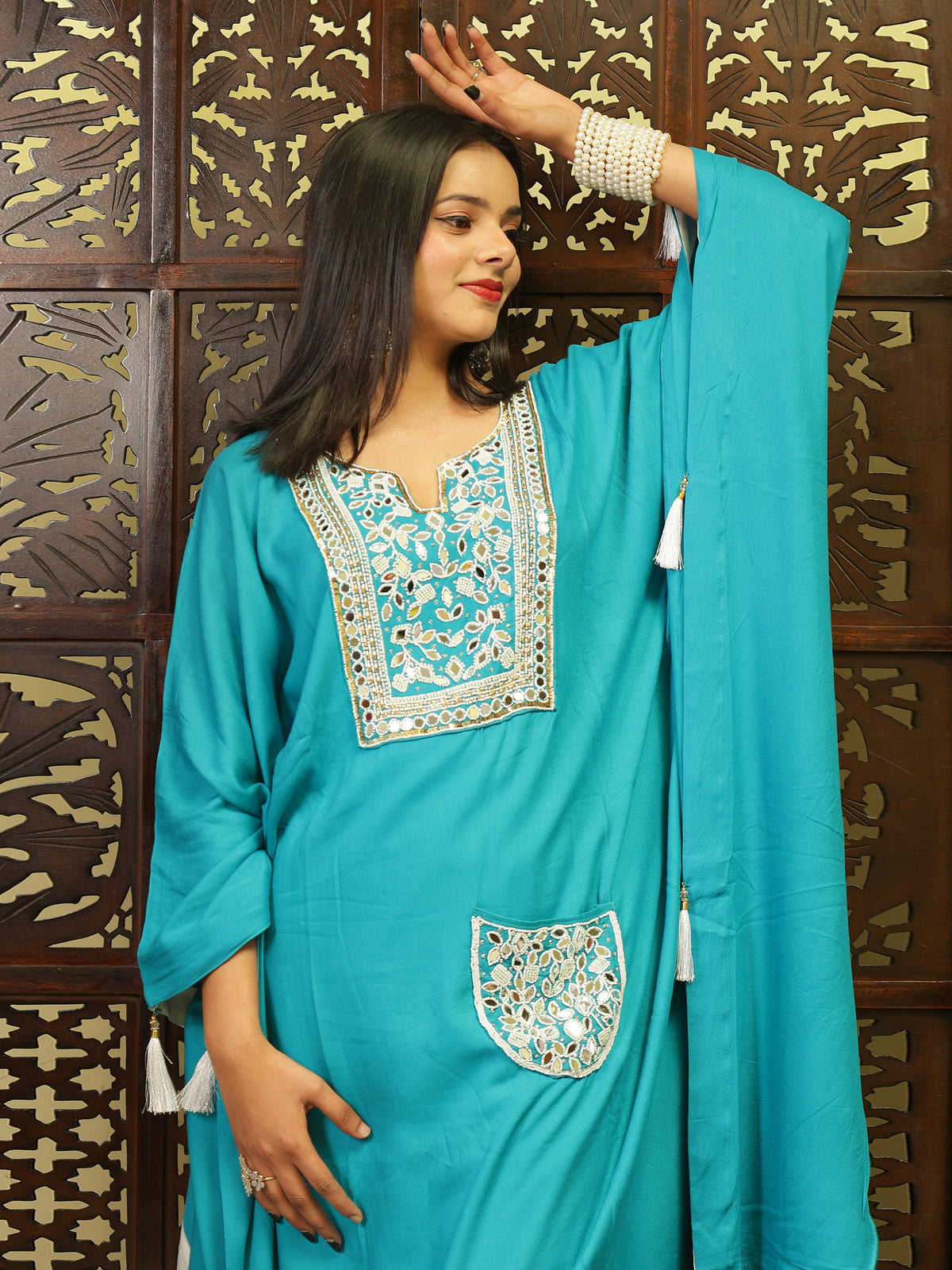 Partywear Kaftan Kurta Set