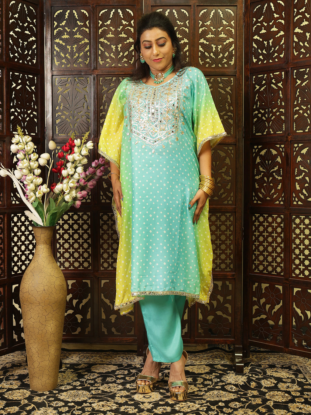 Jaipuri Gotta Patti Kaftan Kurta Set