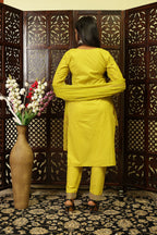 Pure Cotton Kurta Set (Neon Green)