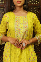 Pure Cotton Kurta Set (Neon Green)