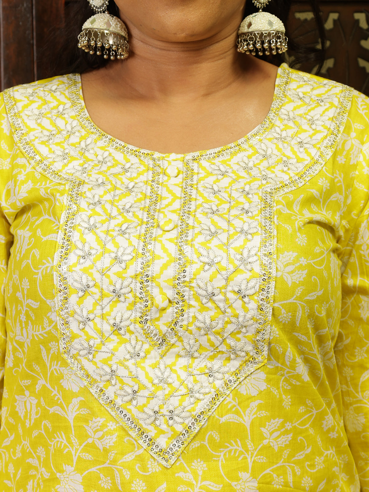 Pure Cotton Kurta Set (Yellow)