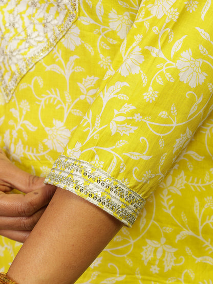 Pure Cotton Kurta Set (Yellow)