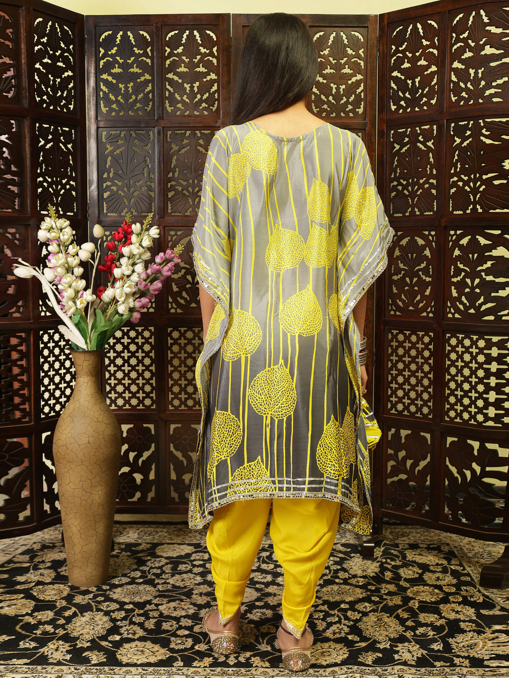 Yellow Kaftan Kurta Set